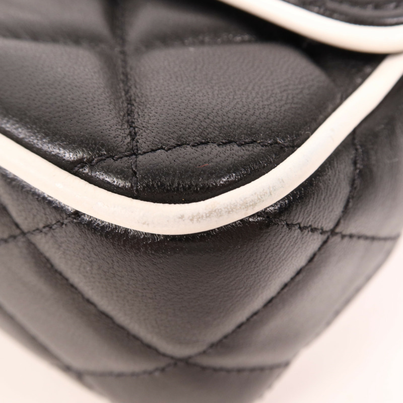 CHANEL 羊皮皮革Chain Shoulder金扣鏈帶肩背袋-5