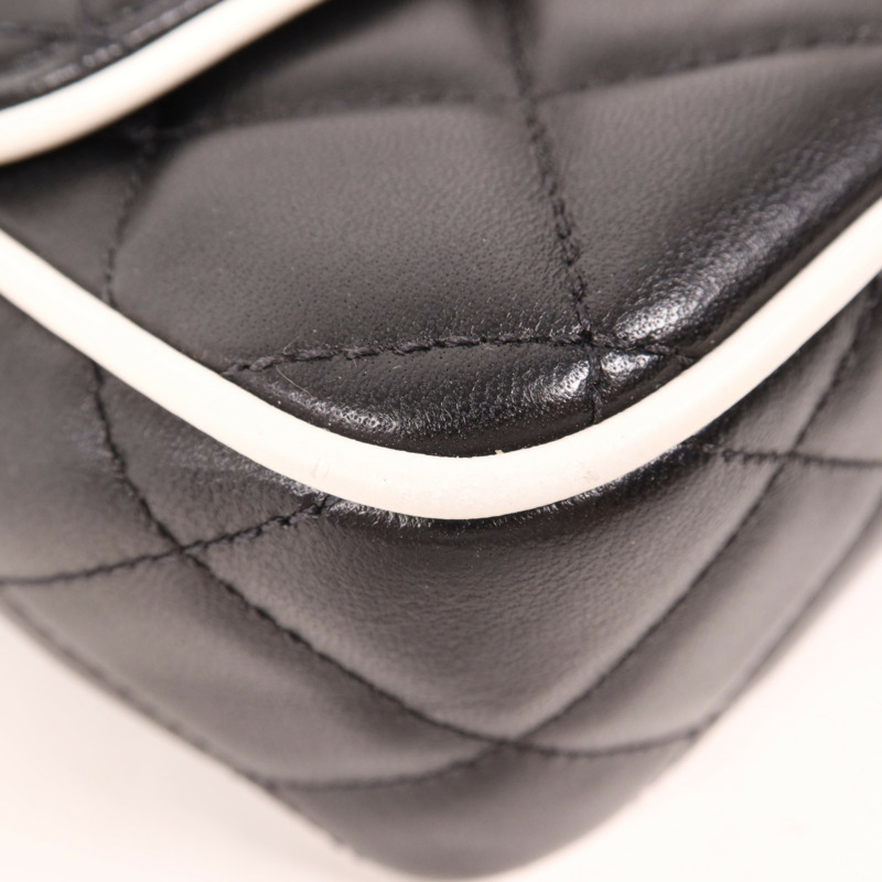 CHANEL 羊皮皮革Chain Shoulder金扣鏈帶肩背袋-6