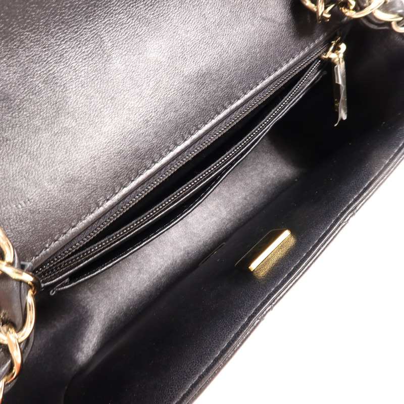 CHANEL 羊皮皮革Chain Shoulder金扣鏈帶肩背袋-9