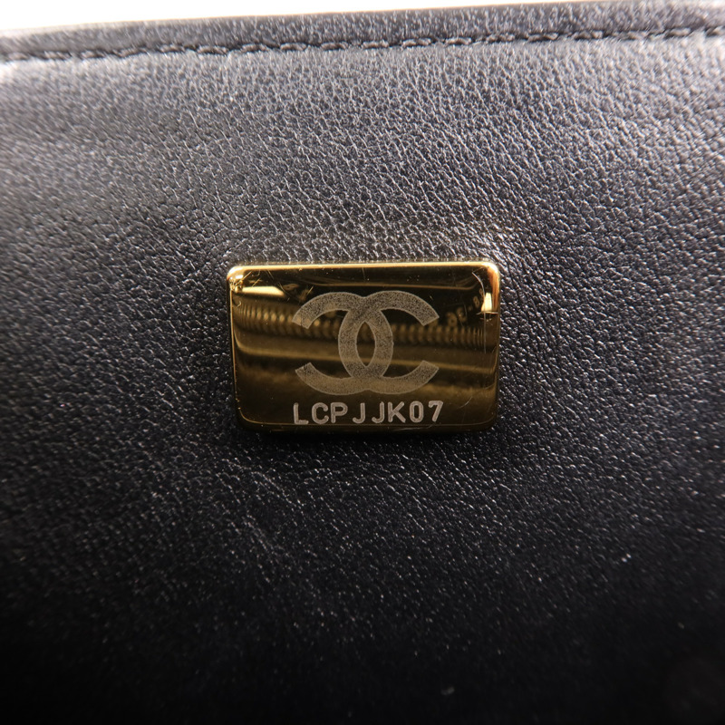 CHANEL 羊皮皮革Chain Shoulder金扣鏈帶肩背袋-11