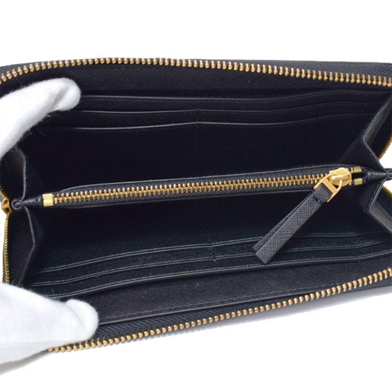 【TORY BURCH】防刮皮革拉鍊長夾-黑色-3