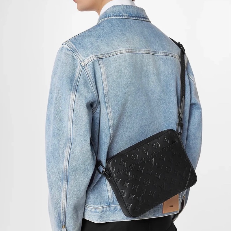 Louis Vuitton - 黑色牛皮壓紋DUO二合一郵差包-3