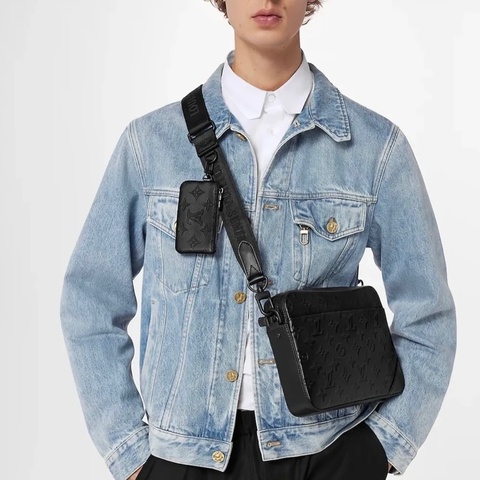 Louis Vuitton - 黑色牛皮壓紋DUO二合一郵差包