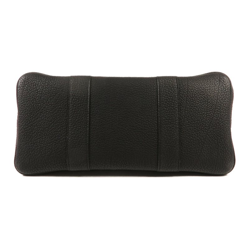 HERMES 帆布Garden Party PM銀扣手挽袋Black/White-3
