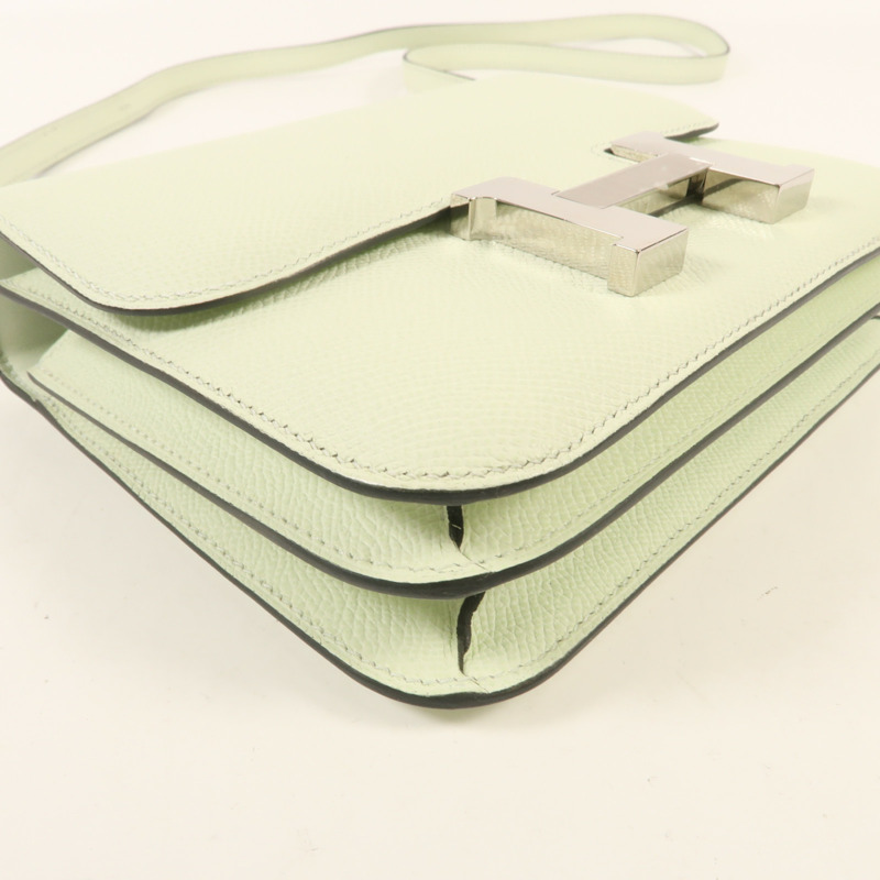 HERMES Epsom皮革Constance Mini銀扣肩背袋Vert Fizz-5