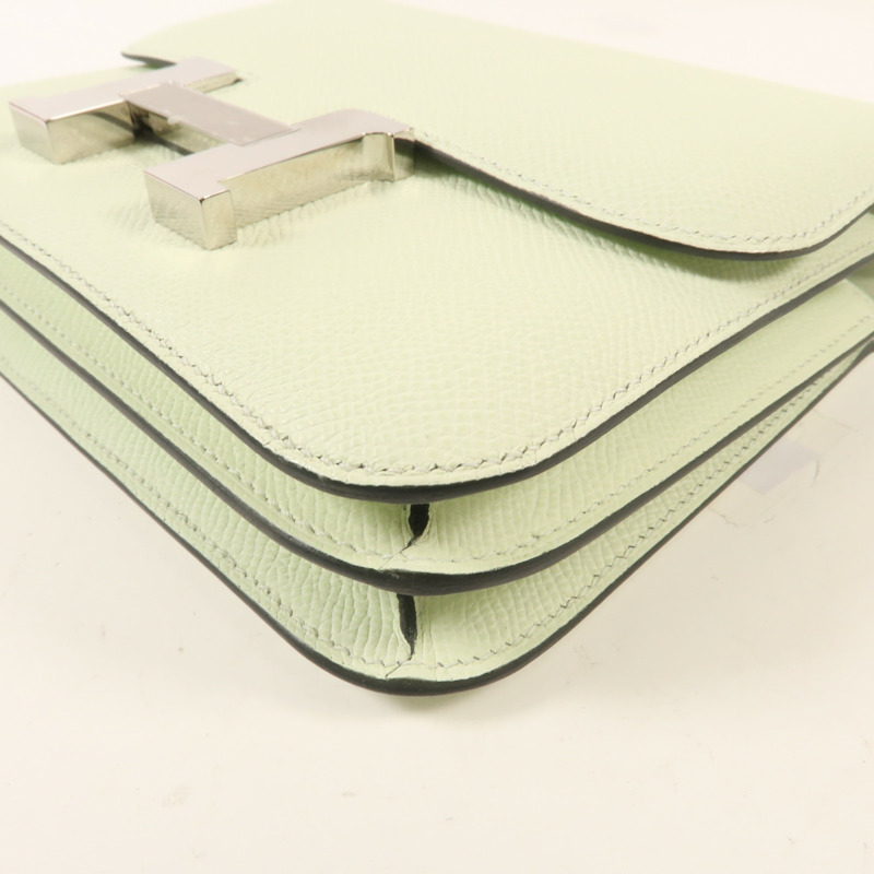 HERMES Epsom皮革Constance Mini銀扣肩背袋Vert Fizz-6
