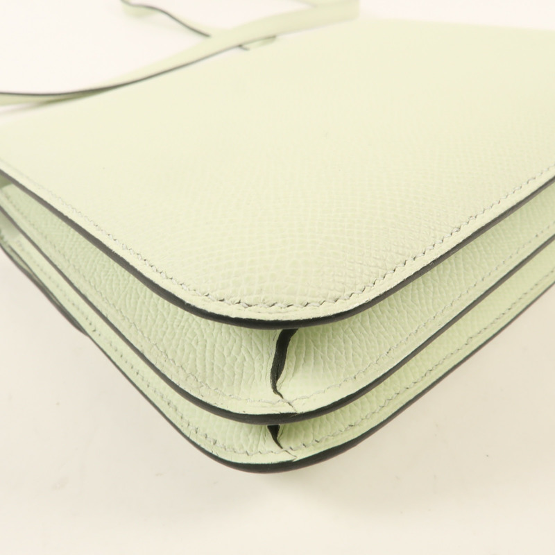 HERMES Epsom皮革Constance Mini銀扣肩背袋Vert Fizz-7