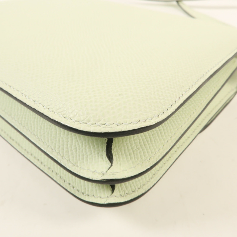 HERMES Epsom皮革Constance Mini銀扣肩背袋Vert Fizz-8