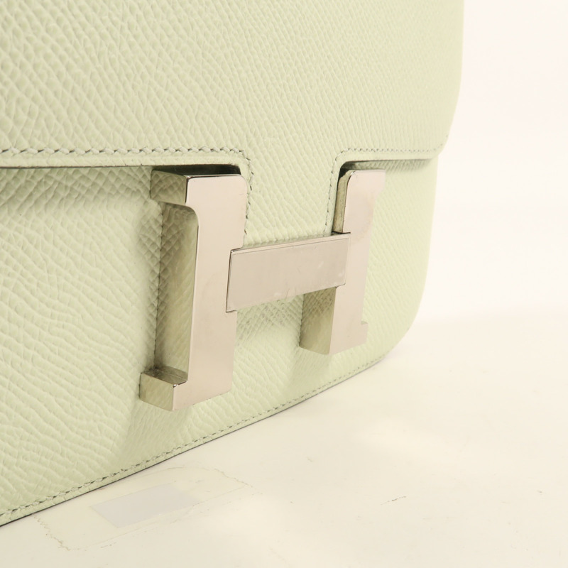 HERMES Epsom皮革Constance Mini銀扣肩背袋Vert Fizz-9