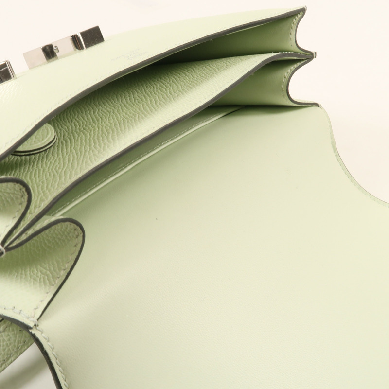 HERMES Epsom皮革Constance Mini銀扣肩背袋Vert Fizz-13