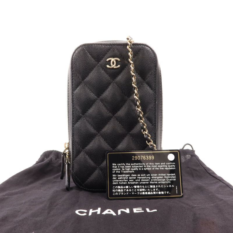 CHANEL 牛皮皮革Chain Shoulder金扣鏈帶肩背袋-13