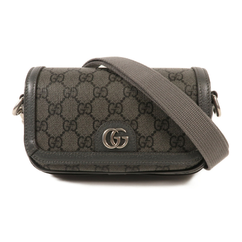 GUCCI 塗層帆布Ophidia Mini Bag銀扣肩背袋-0
