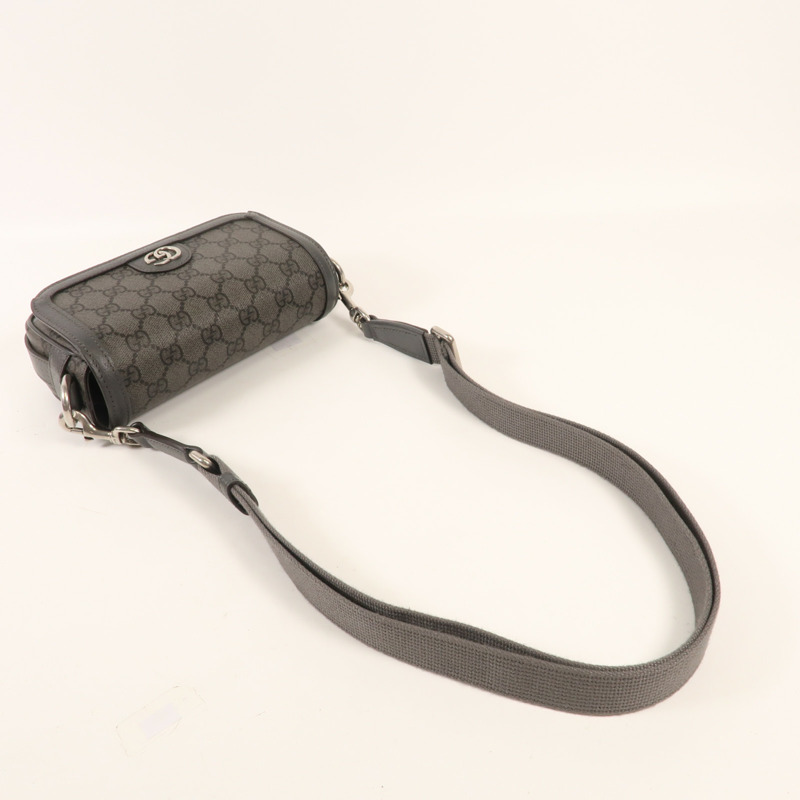 GUCCI 塗層帆布Ophidia Mini Bag銀扣肩背袋-4