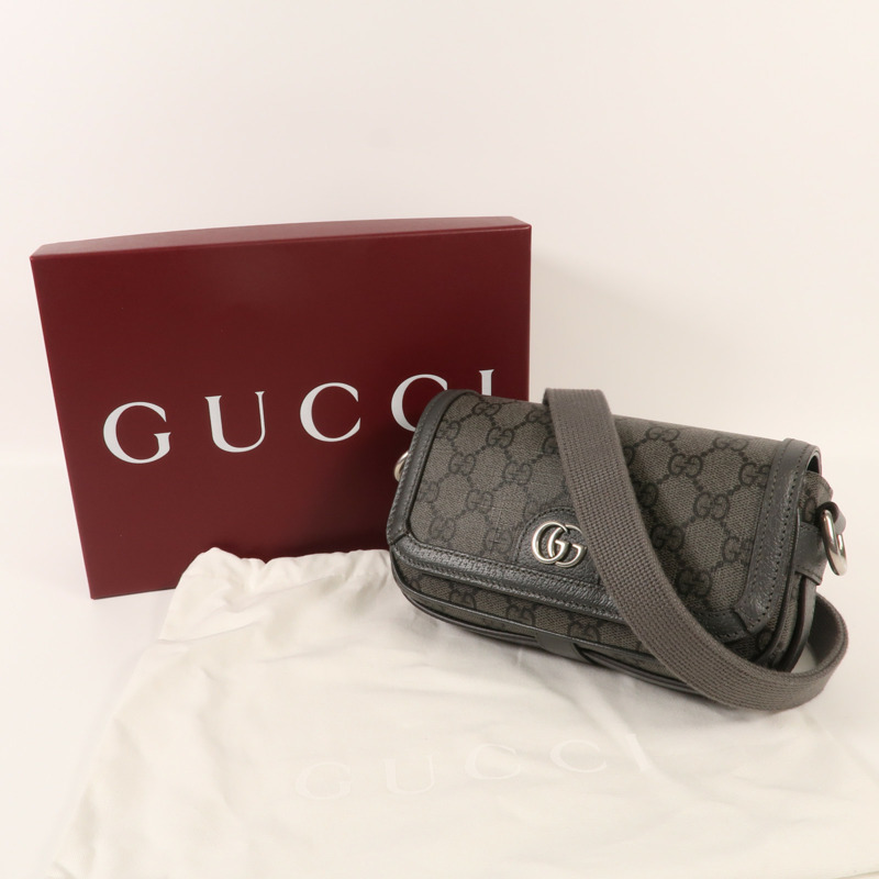 GUCCI 塗層帆布Ophidia Mini Bag銀扣肩背袋-13