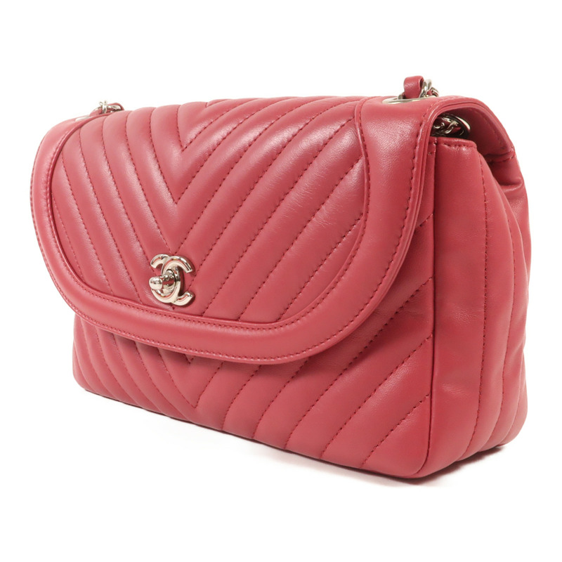 CHANEL 牛皮皮革Chain Shoulder Bag銀扣鏈帶肩背袋-2