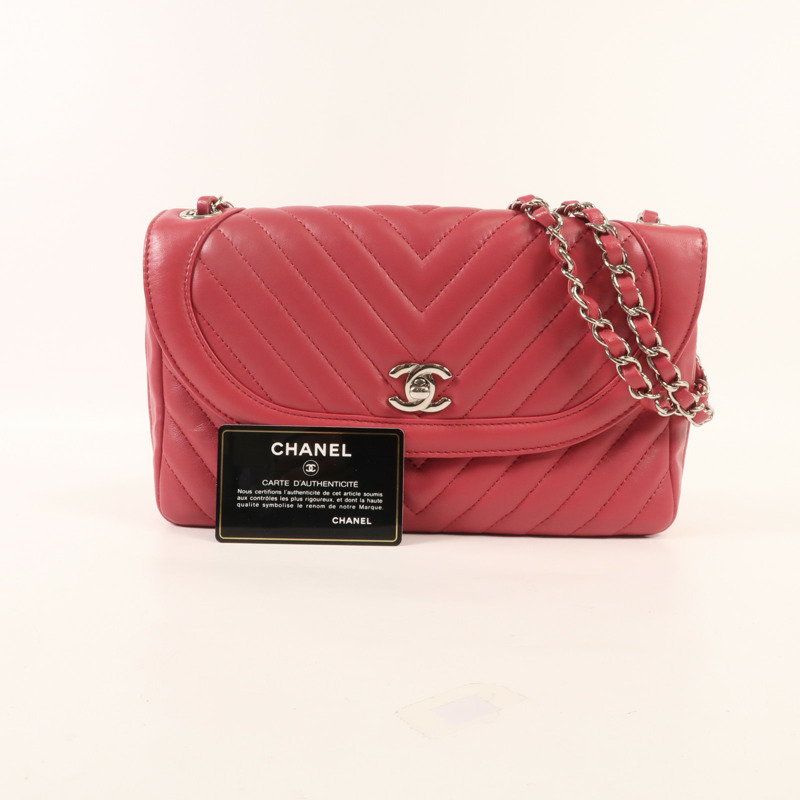 CHANEL 牛皮皮革Chain Shoulder Bag銀扣鏈帶肩背袋-7