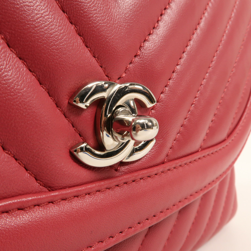 CHANEL 牛皮皮革Chain Shoulder Bag銀扣鏈帶肩背袋-10