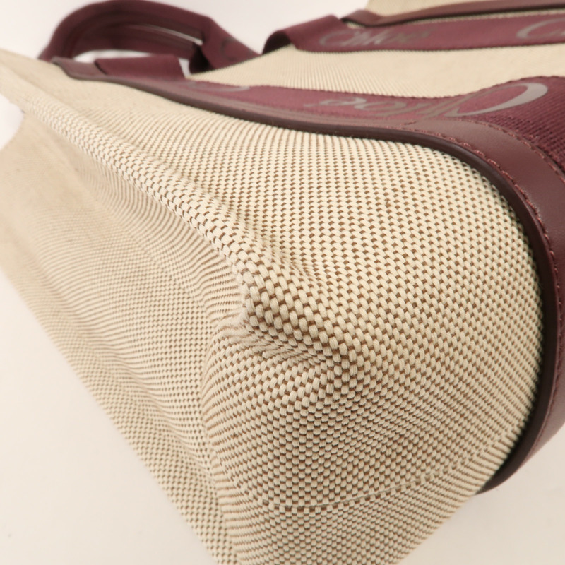 Chloe 麻質/皮革WoodyTote Bag Medium手挽袋-5