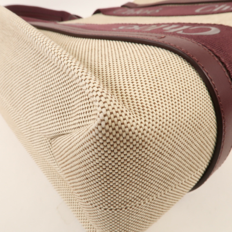 Chloe 麻質/皮革WoodyTote Bag Medium手挽袋-7