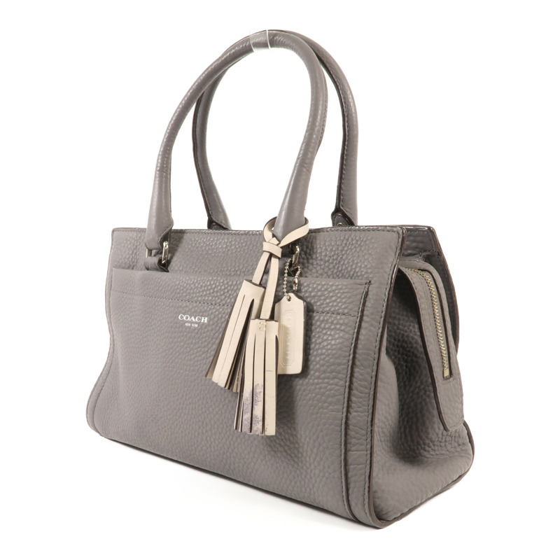 COACH 牛皮皮革Shoulder Bag銀扣肩背袋-2