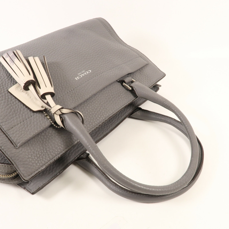 COACH 牛皮皮革Shoulder Bag銀扣肩背袋-4