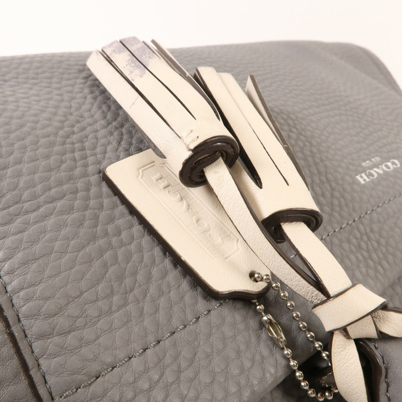 COACH 牛皮皮革Shoulder Bag銀扣肩背袋-5