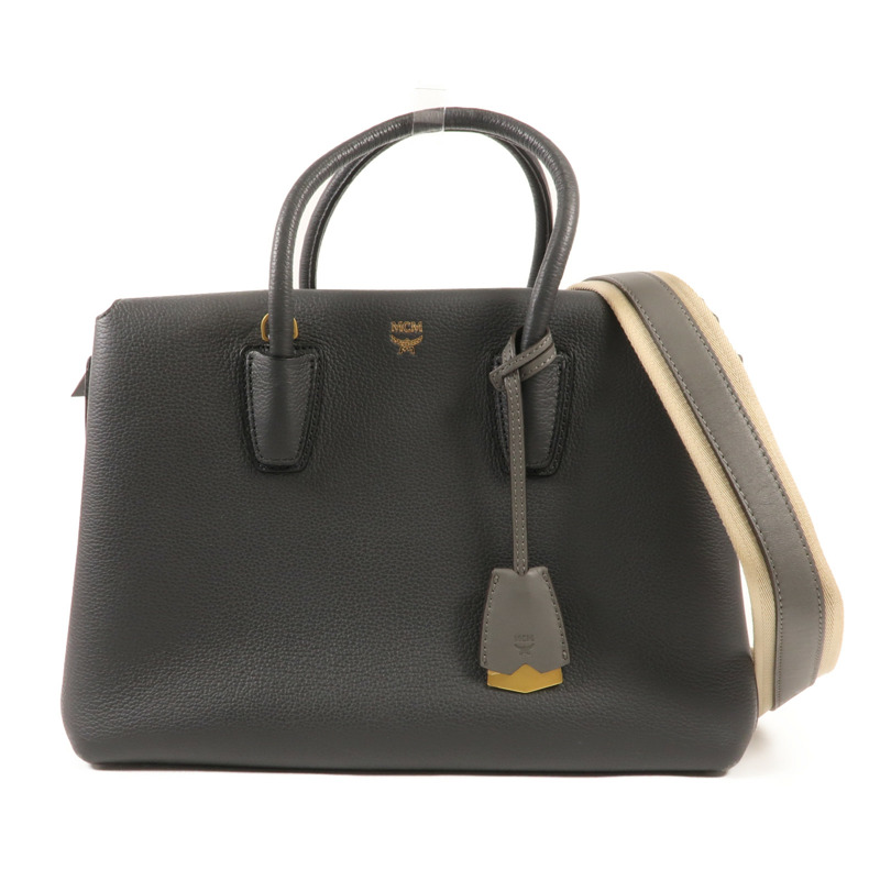 MCM 牛皮皮革Shoulder Bag金扣手挽肩背兩用袋-0