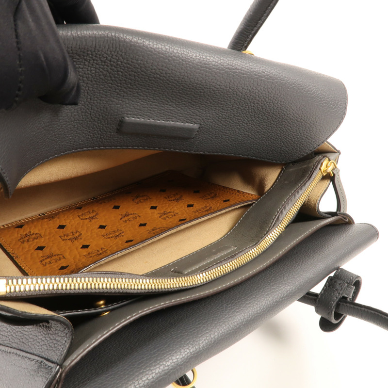 MCM 牛皮皮革Shoulder Bag金扣手挽肩背兩用袋-4