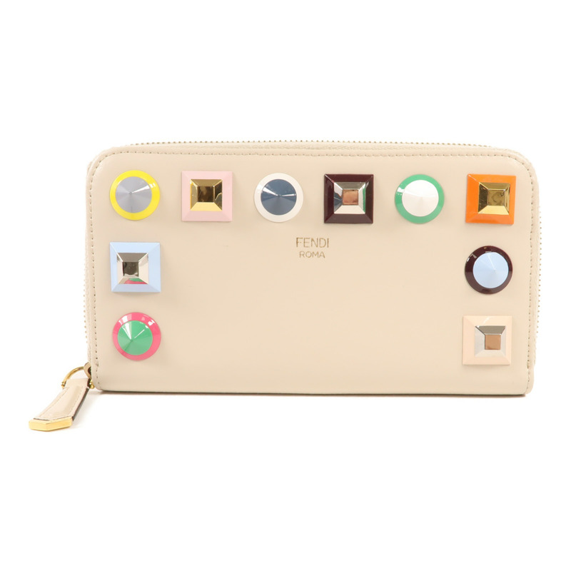 FENDI 牛皮皮革Zipper Long Wallet金扣長錢包-0