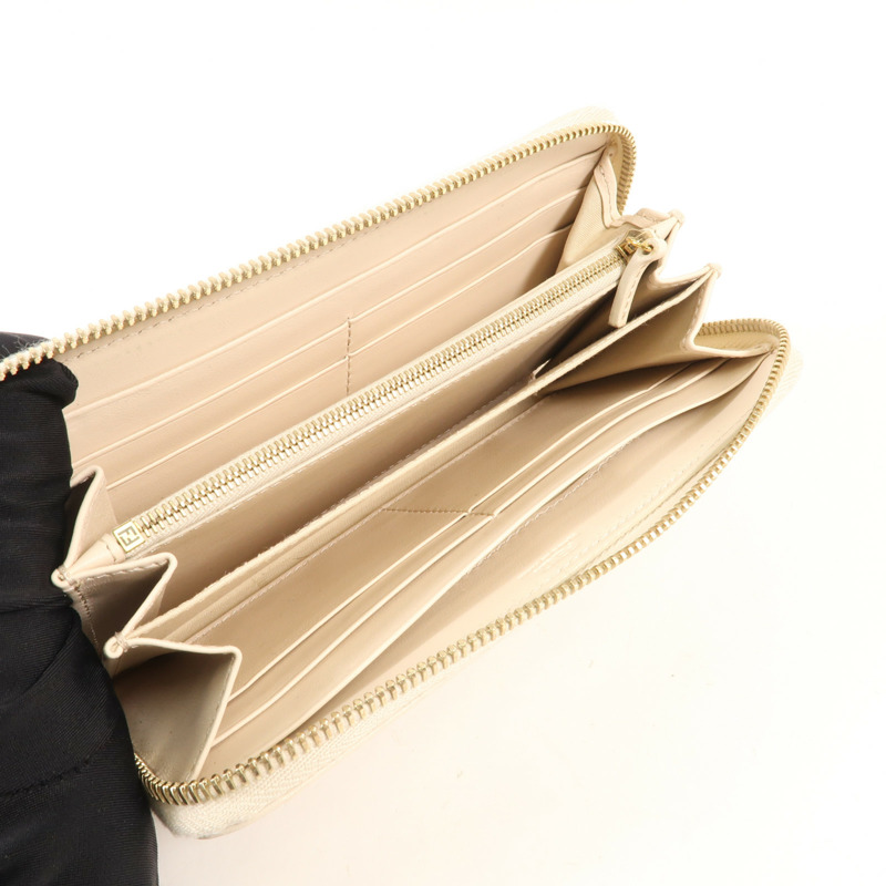 FENDI 牛皮皮革Zipper Long Wallet金扣長錢包-9