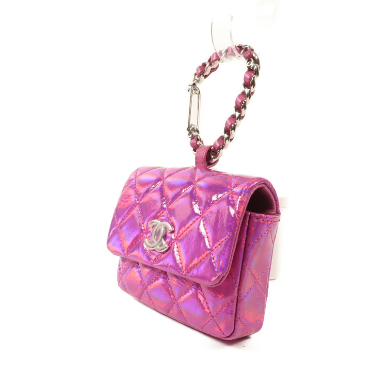 CHANEL 漆皮皮革Handbag銀扣手挽袋-2