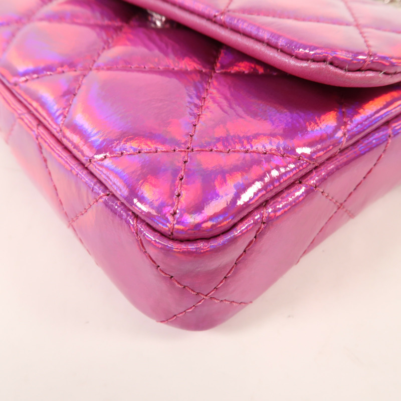 CHANEL 漆皮皮革Handbag銀扣手挽袋-6