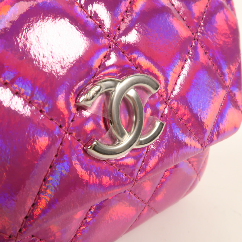 CHANEL 漆皮皮革Handbag銀扣手挽袋-9