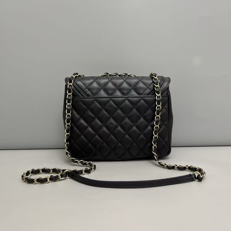 Chanel香奈兒 CF黑金全皮菱格方胖子 肩背包 斜背包-1