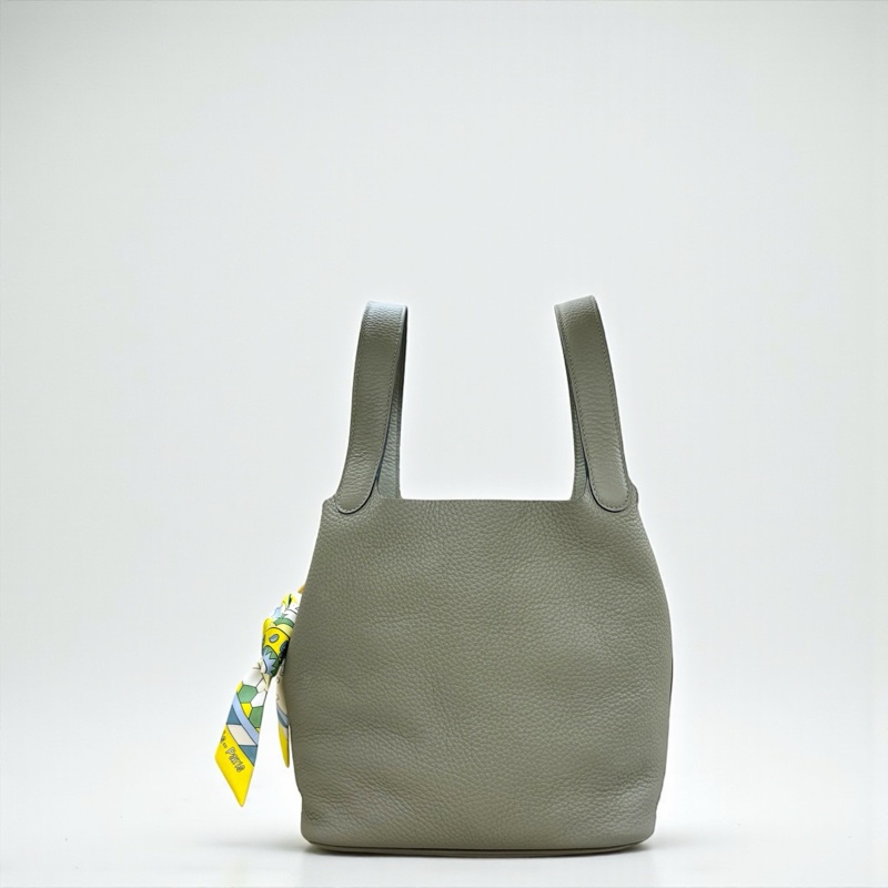 HERMES - 鼠尾草綠金釦Picotin 22cm-0