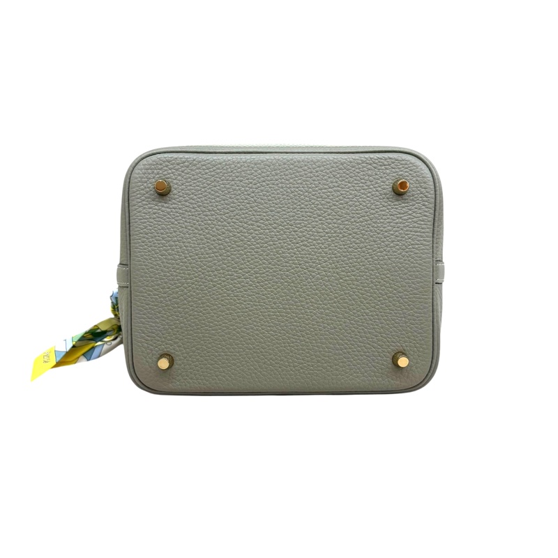 HERMES - 鼠尾草綠金釦Picotin 22cm-4