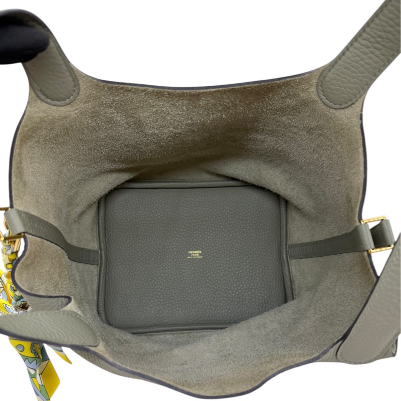 HERMES - 鼠尾草綠金釦Picotin 22cm-12