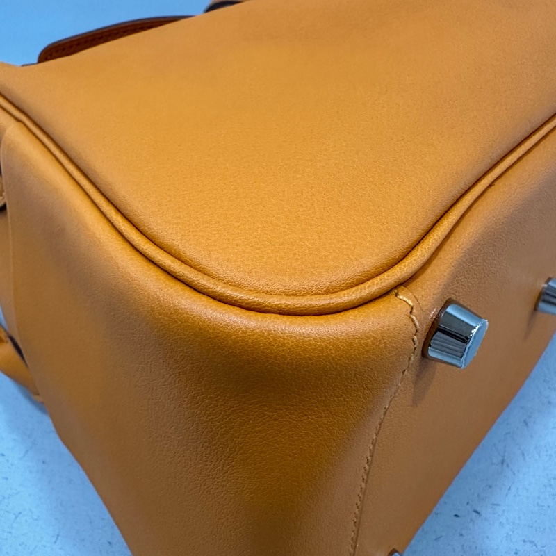 Hermes 橘swfit皮拼編織把手銀釦 lindy 26 c刻-8