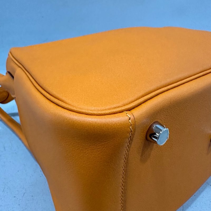 Hermes 橘swfit皮拼編織把手銀釦 lindy 26 c刻-10