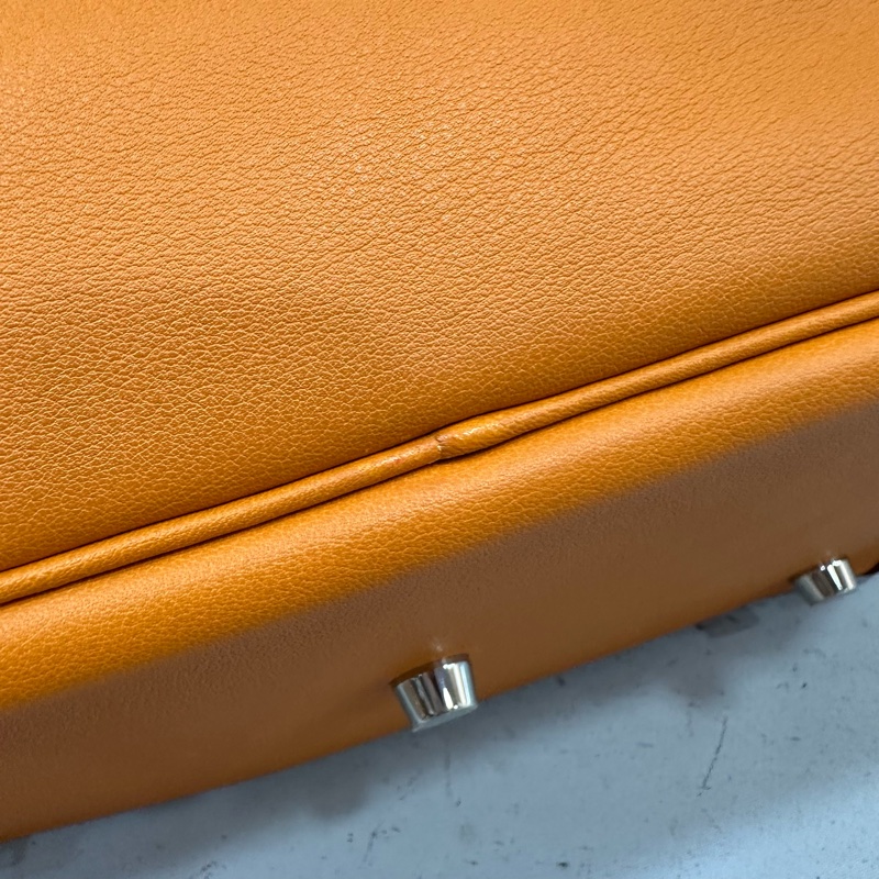 Hermes 橘swfit皮拼編織把手銀釦 lindy 26 c刻-12