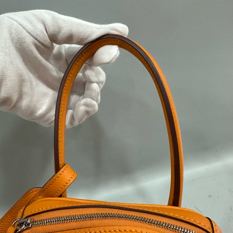Hermes 橘swfit皮拼編織把手銀釦 lindy 26 c刻-16