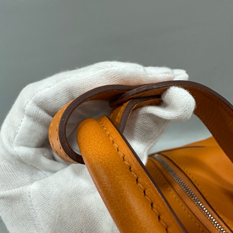 Hermes 橘swfit皮拼編織把手銀釦 lindy 26 c刻-21