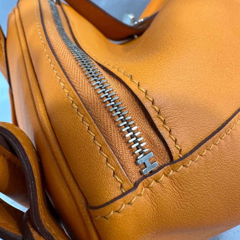 Hermes 橘swfit皮拼編織把手銀釦 lindy 26 c刻-27