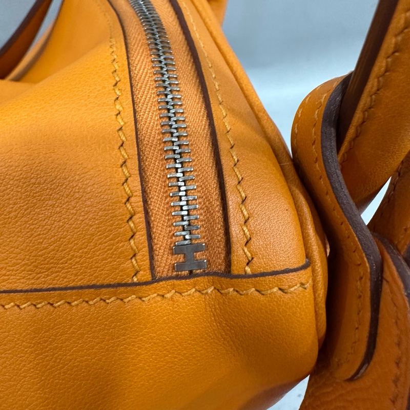 Hermes 橘swfit皮拼編織把手銀釦 lindy 26 c刻-28