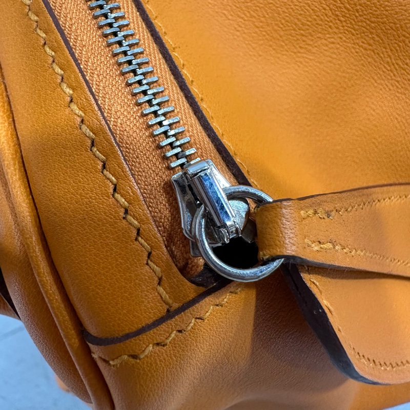 Hermes 橘swfit皮拼編織把手銀釦 lindy 26 c刻-29