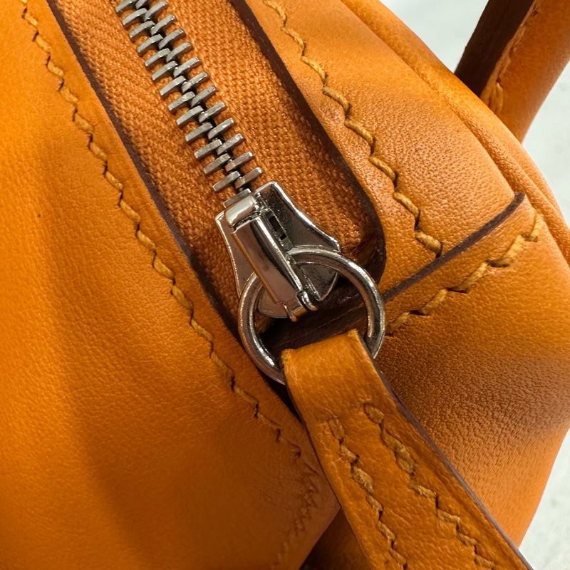 Hermes 橘swfit皮拼編織把手銀釦 lindy 26 c刻-31