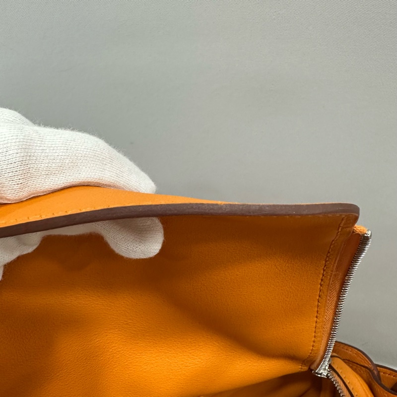 Hermes 橘swfit皮拼編織把手銀釦 lindy 26 c刻-37