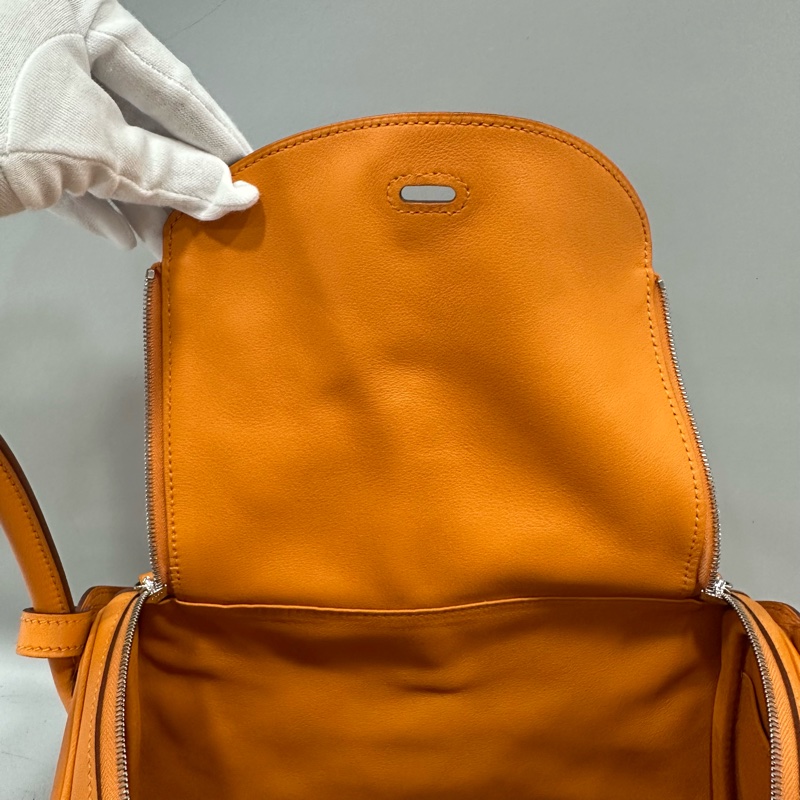 Hermes 橘swfit皮拼編織把手銀釦 lindy 26 c刻-38