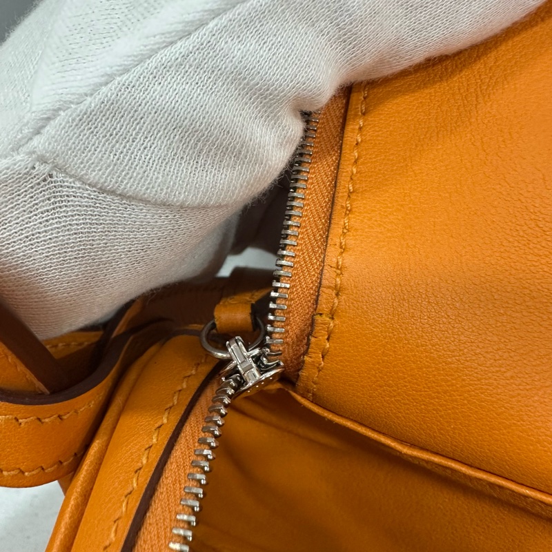 Hermes 橘swfit皮拼編織把手銀釦 lindy 26 c刻-39