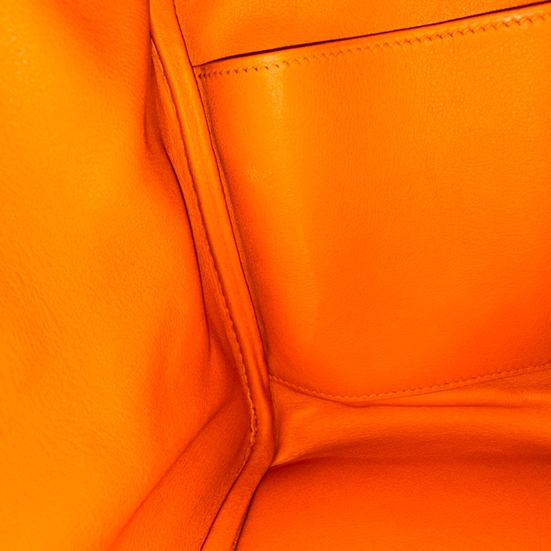 Hermes 橘swfit皮拼編織把手銀釦 lindy 26 c刻-46